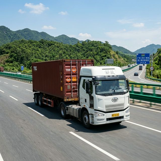 危险品运输卡车在公路行驶